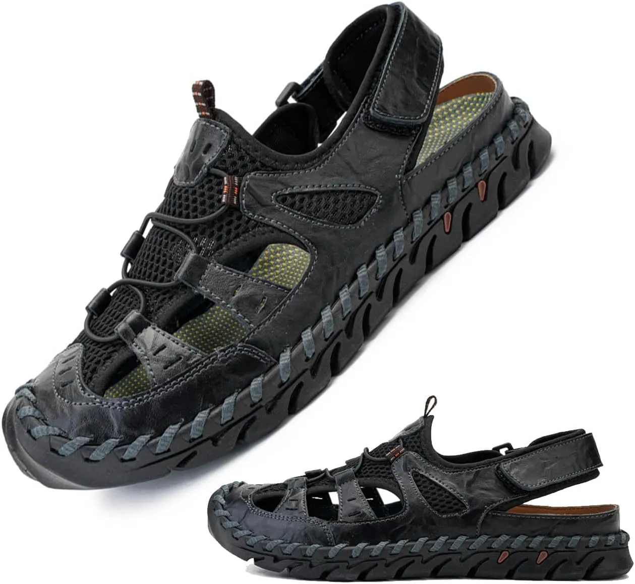 MEBAMY Mens Sport Outdoor Hiking Sandals Closed Toe Athletic Adventure Beach Fisherman Water Sandals Green