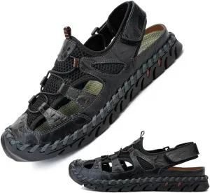 MEBAMY Mens Sport Outdoor Hiking Sandals Closed Toe Athletic Adventure Beach Fisherman Water Sandals Green