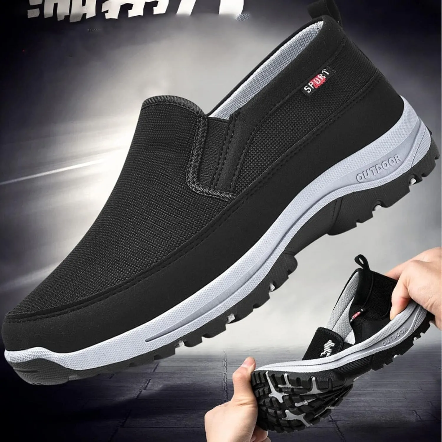 Men's Arch Support Slip-On Canvas Loafers, Men's Anti-Slip Arch Support Breathable Lightweight Non-Slip Soft-Sole Sneakers