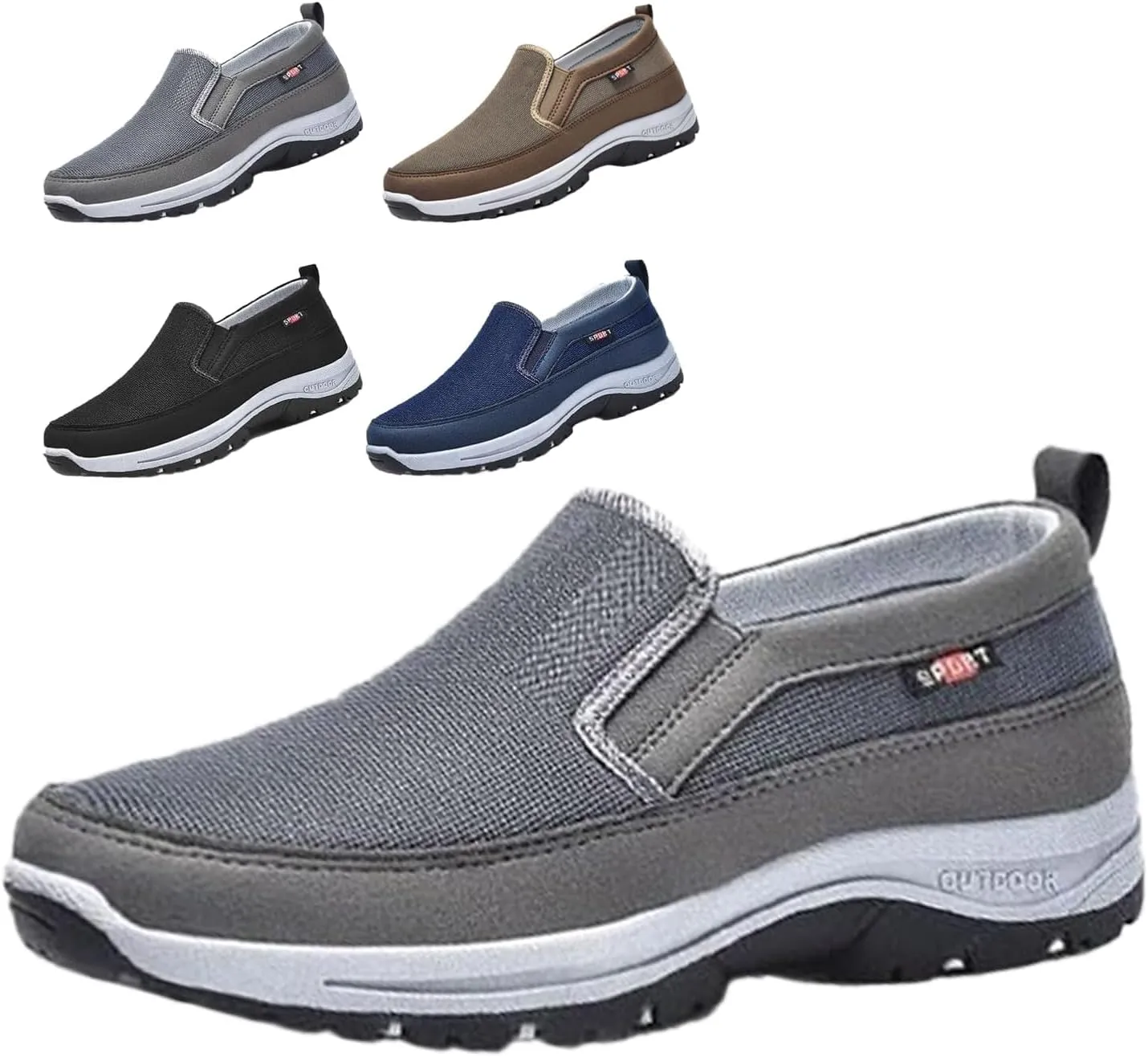 Men's Arch Support Slip-On Canvas Loafers, Men's Anti-Slip Arch Support Breathable Lightweight Non-Slip Soft-Sole Sneakers