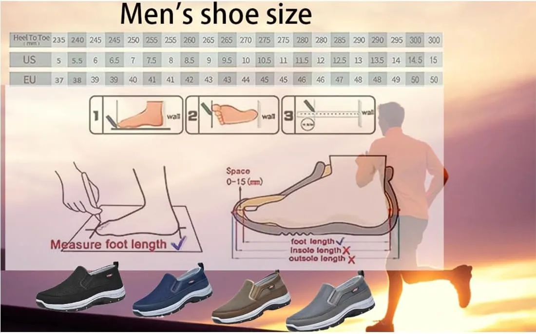 Men's Arch Support Slip-On Canvas Loafers, Men's Anti-Slip Arch Support Breathable Lightweight Non-Slip Soft-Sole Sneakers