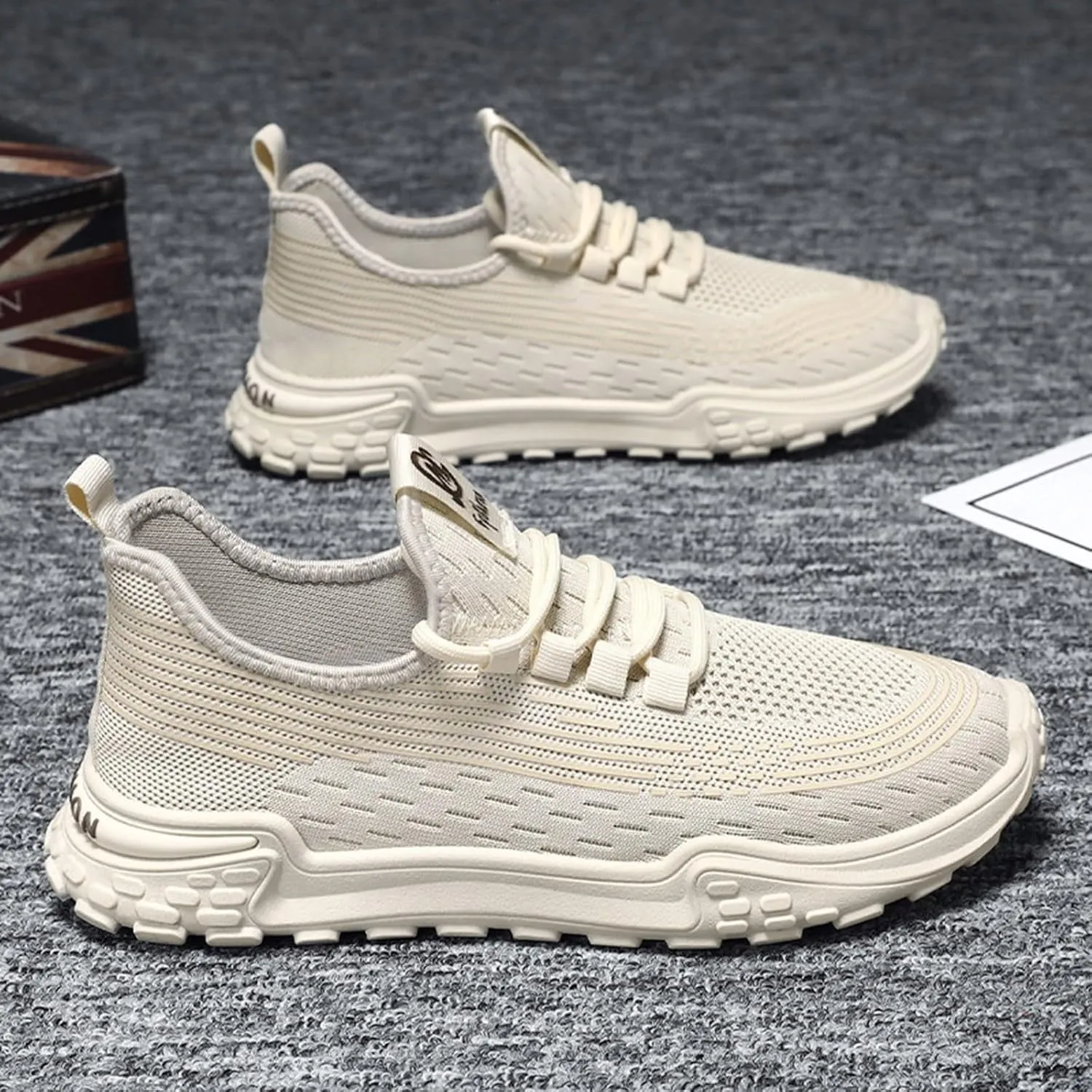Mens Breathable Lace Up Running Shoes Comfortable Breathable Lace Up Sneaker Arch Support Sports Shoes for Men