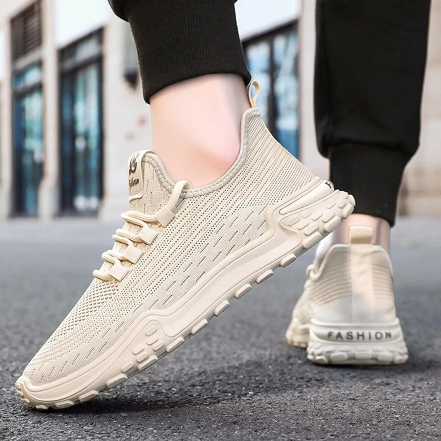 Mens Breathable Lace Up Running Shoes Comfortable Breathable Lace Up Sneaker Arch Support Sports Shoes for Men