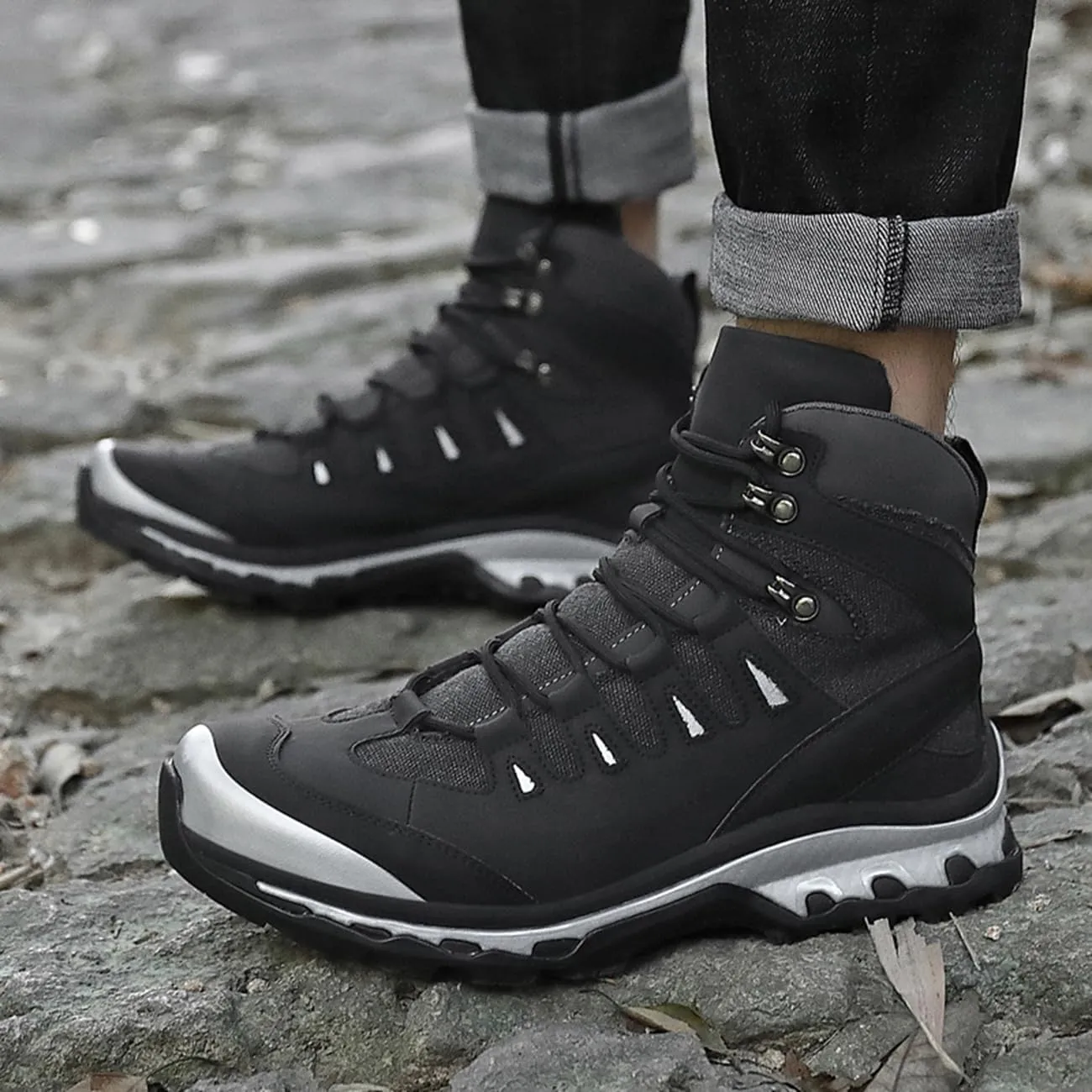 Men's Hiking Boots Outdoor Non-slip Waterproof Ankle Boots Trekking Camping Trail Mid-top Shoes