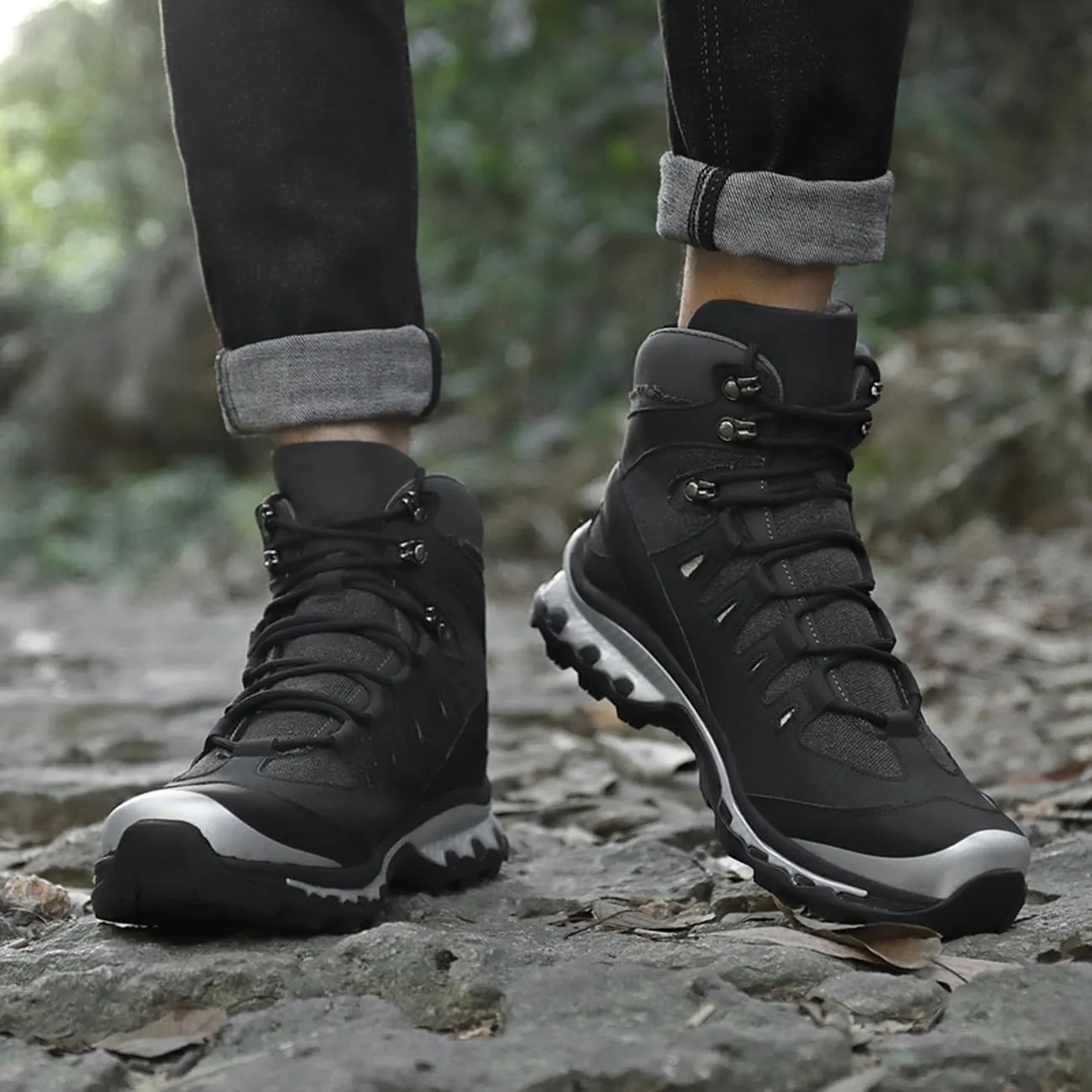 Men's Hiking Boots Outdoor Non-slip Waterproof Ankle Boots Trekking Camping Trail Mid-top Shoes