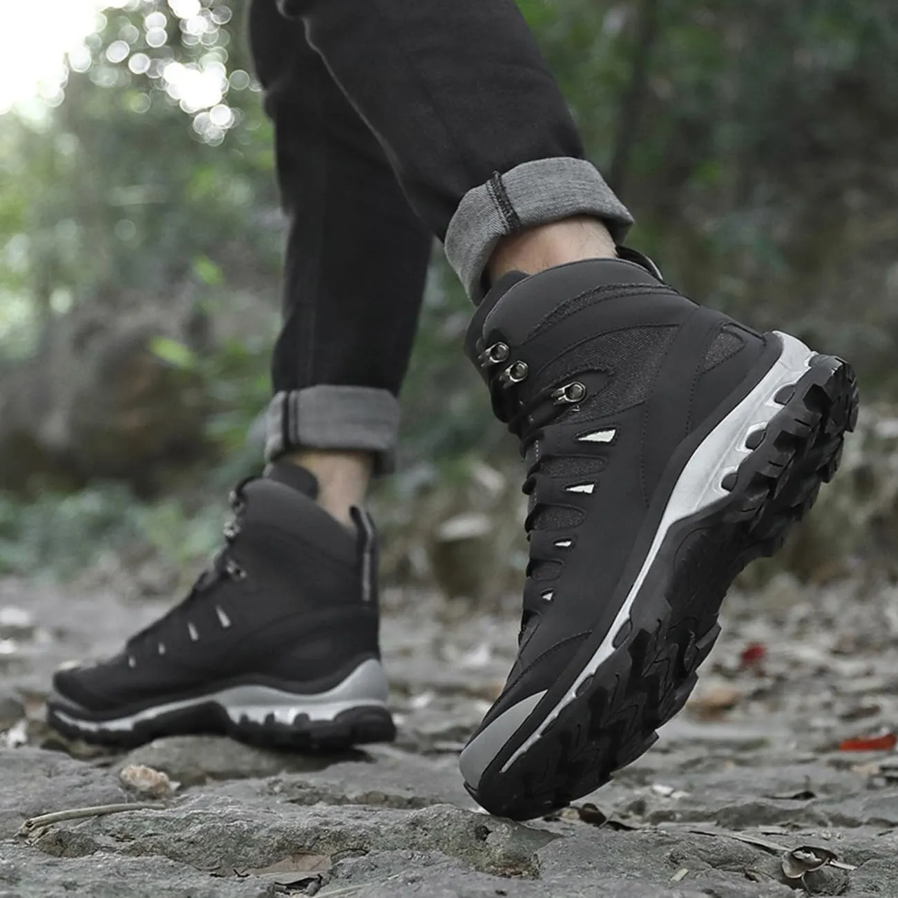 Men's Hiking Boots Outdoor Non-slip Waterproof Ankle Boots Trekking Camping Trail Mid-top Shoes