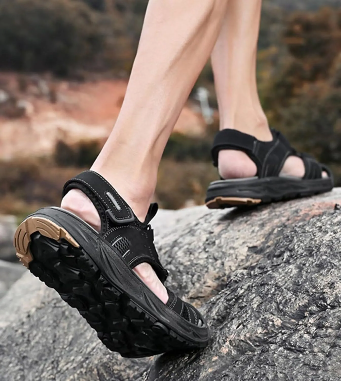 Mens Hiking Sandals Outdoor Sports Summer Beach Fisherman Sandals Closed Toe Trekking Walking Sandals Casual Breathable Athletic Sandals