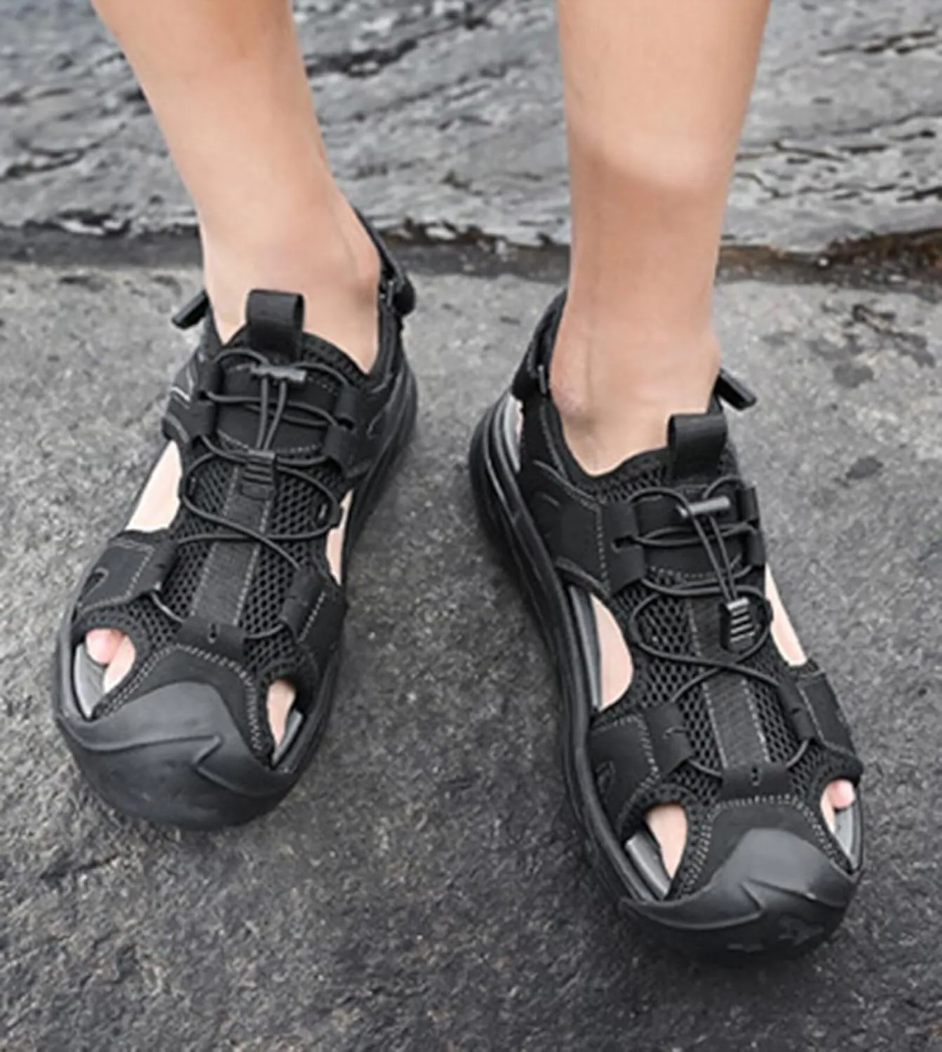 Mens Hiking Sandals Outdoor Sports Summer Beach Fisherman Sandals Closed Toe Trekking Walking Sandals Casual Breathable Athletic Sandals