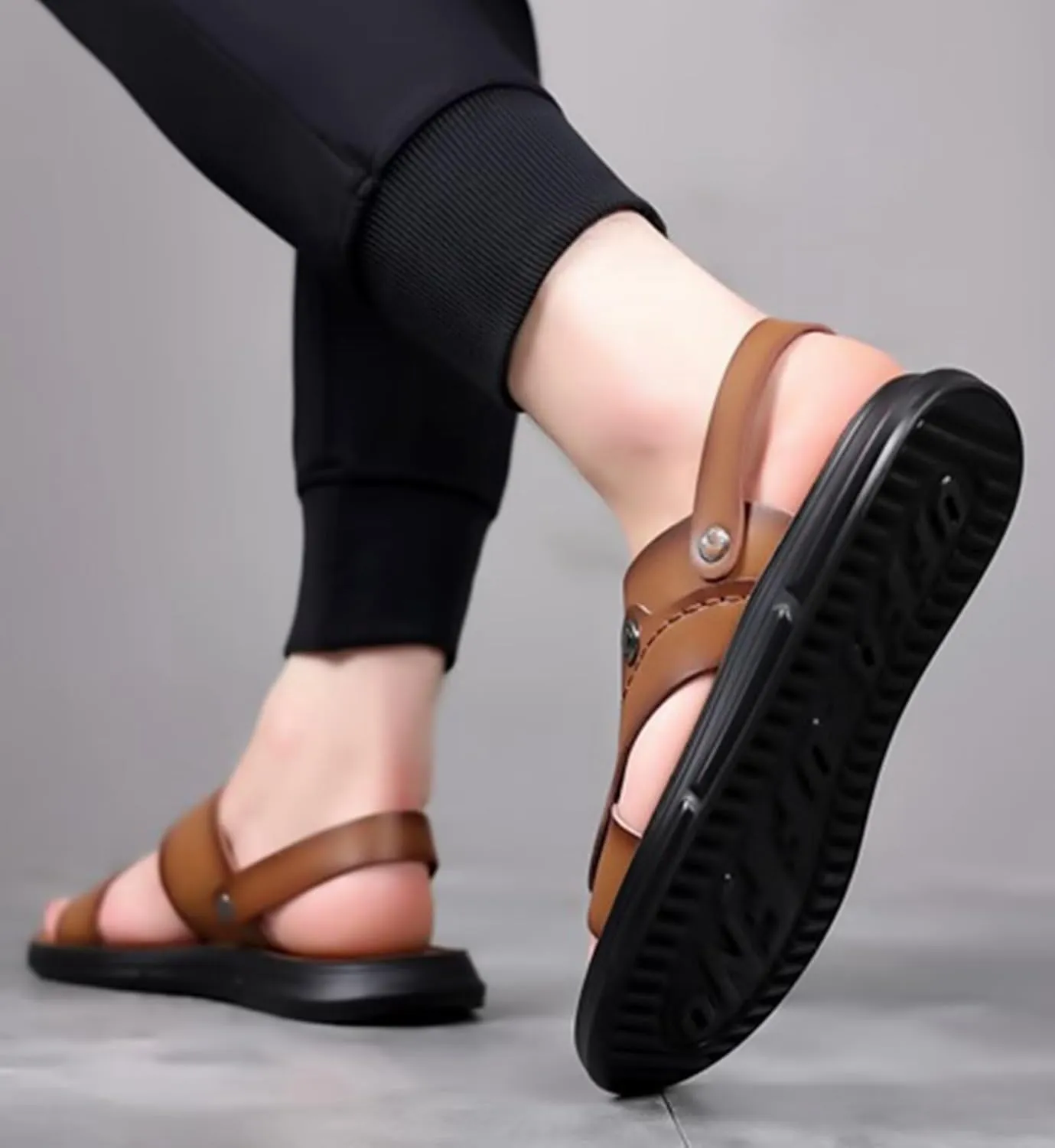 Mens Leather Sandals Casual Fisherman Sandals Summer Hiking Driving Walking Sandals Beach Slippers Waterproof Shoes