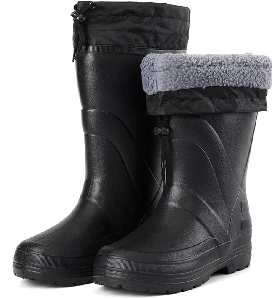 Men's Non-Slip Rain Boots Platform Snow Boots Winter Warm Waterproof Shoes For Men