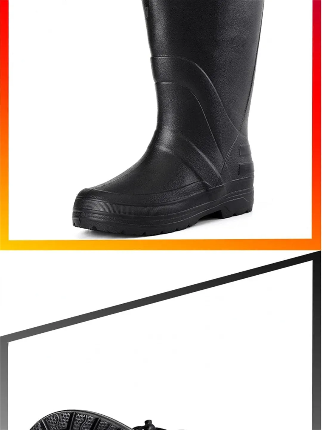 Men's Non-Slip Rain Boots Platform Snow Boots Winter Warm Waterproof Shoes For Men
