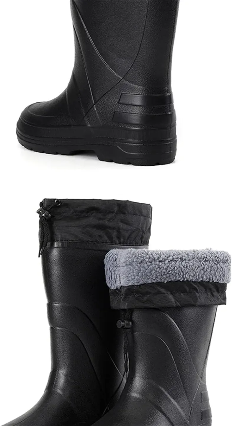 Men's Non-Slip Rain Boots Platform Snow Boots Winter Warm Waterproof Shoes For Men