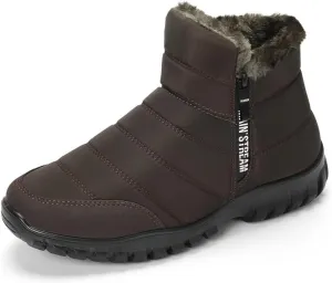 Men's Solid Color Water-Resistant Slip On Snow Boots with Warm Plush Lining, Comfy Non Slip Durable Side Zipper Design Shoes, Men's Winter Footwear