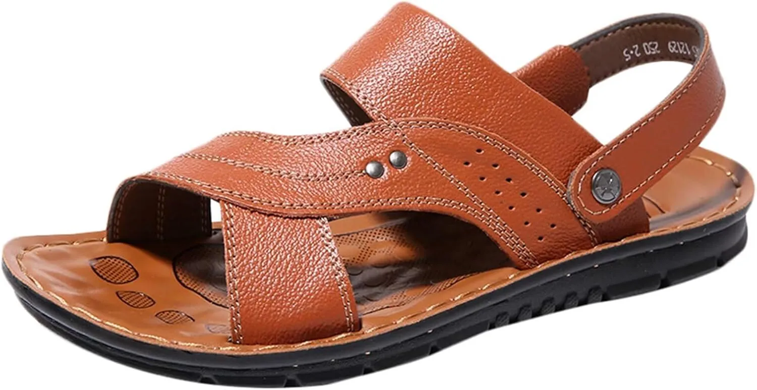 Men's Sport Sandals Breathable Slippers Leather Sandals Summer Fisherman Beach Shoes Waterproof Hiking Walking Sandals
