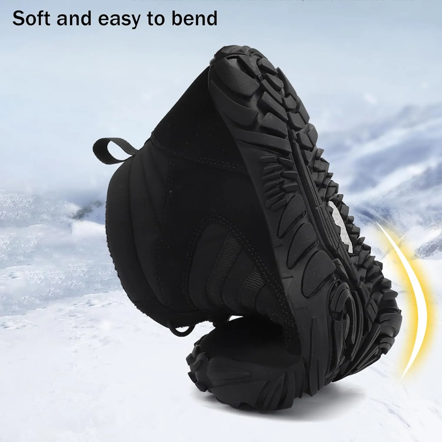 Mens Winter Trekking Snow Boots Women Winter Hiking Shoes Anti-Slip Warm Fur Lined Booties Slip On Lightweight Waterproof Shoes