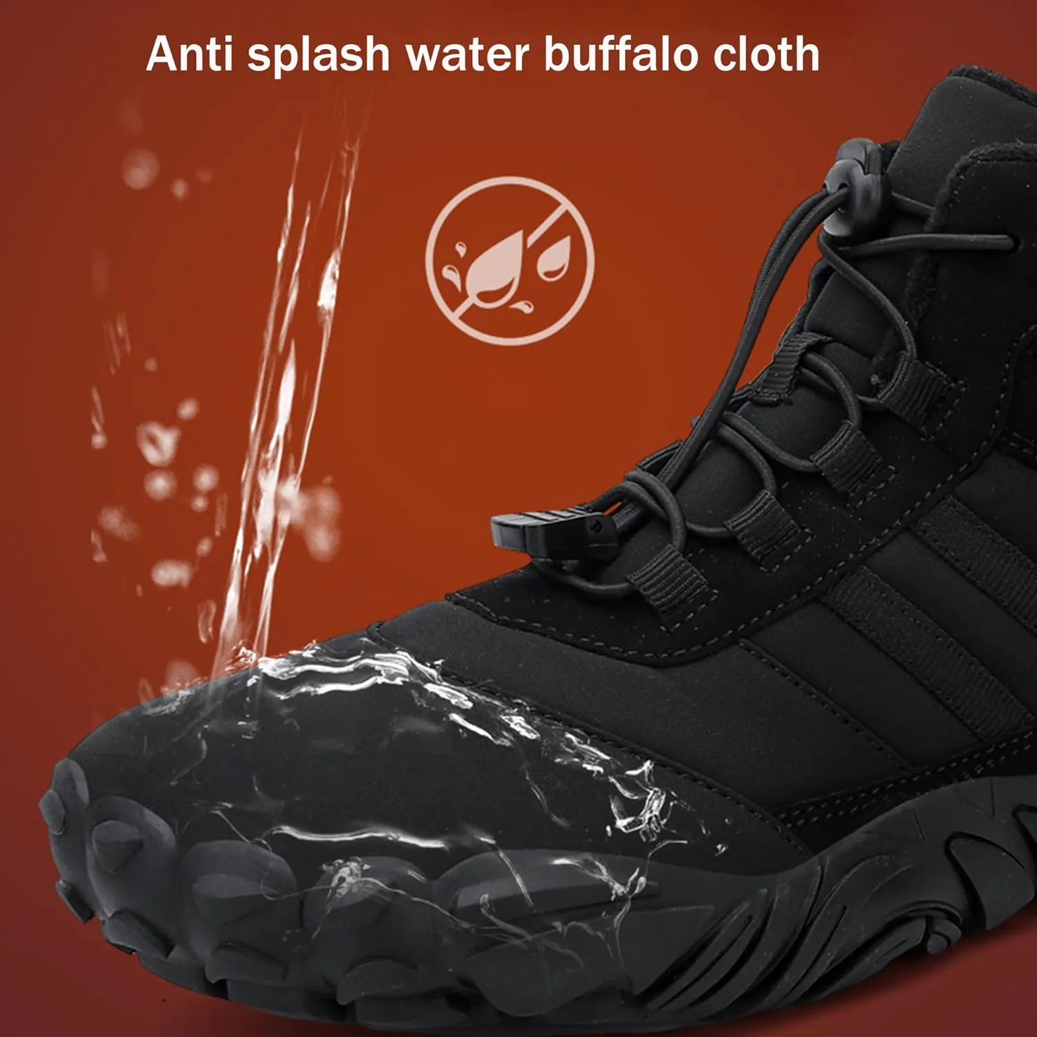 Mens Winter Trekking Snow Boots Women Winter Hiking Shoes Anti-Slip Warm Fur Lined Booties Slip On Lightweight Waterproof Shoes