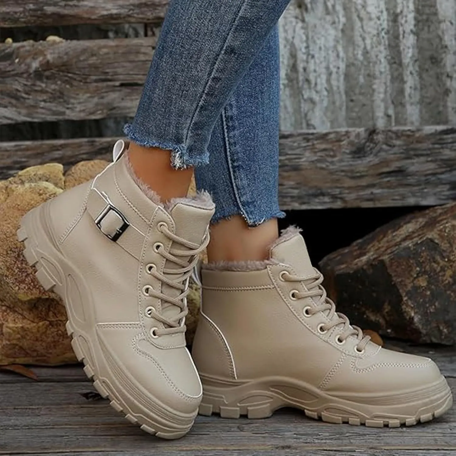 Mens Work Boots Wide Width Hiking Sneakers Warm Fur Lined Womens Safety Toe Shoes Food Service Platform Sneakers Indestructible Hike Grounded Footwear