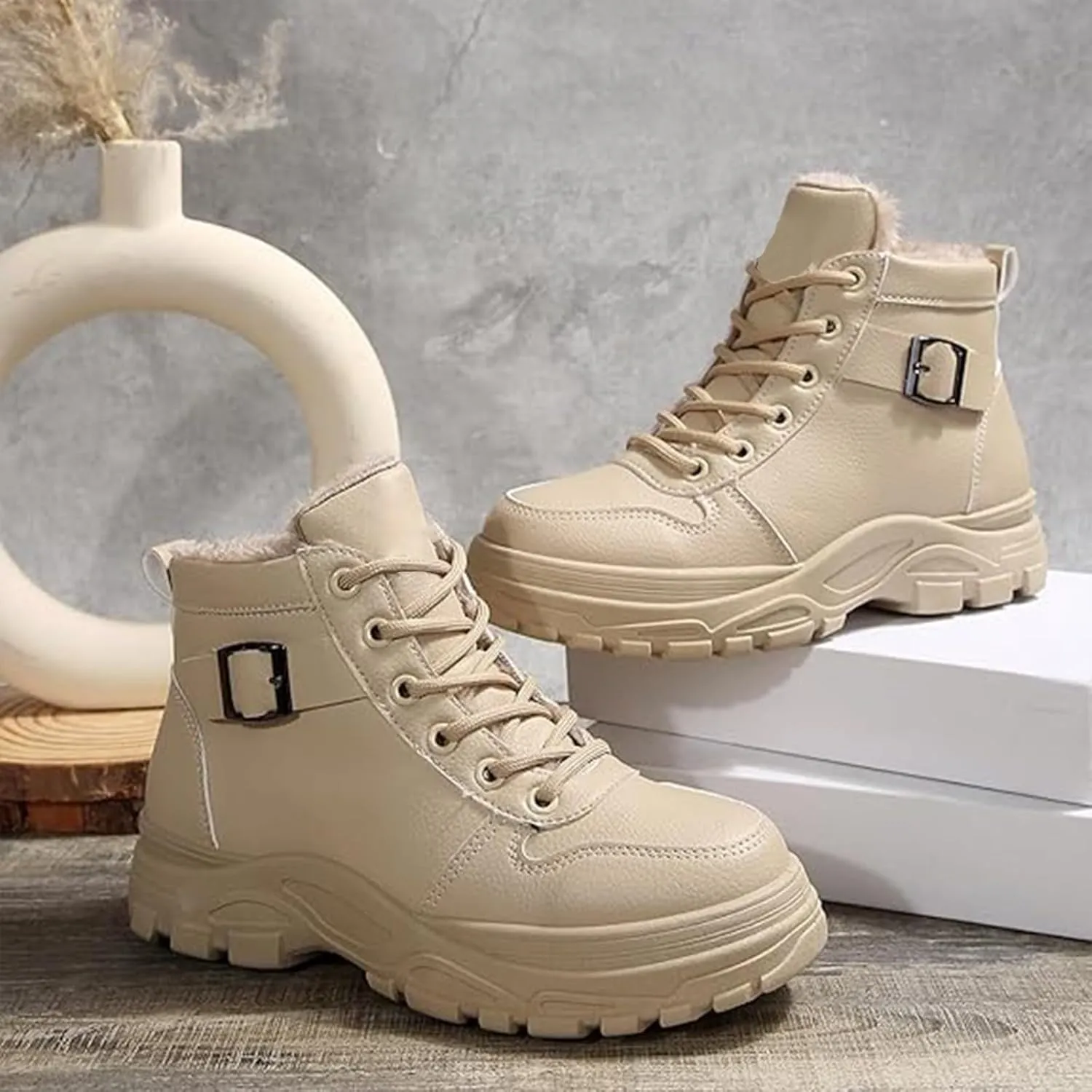 Mens Work Boots Wide Width Hiking Sneakers Warm Fur Lined Womens Safety Toe Shoes Food Service Platform Sneakers Indestructible Hike Grounded Footwear