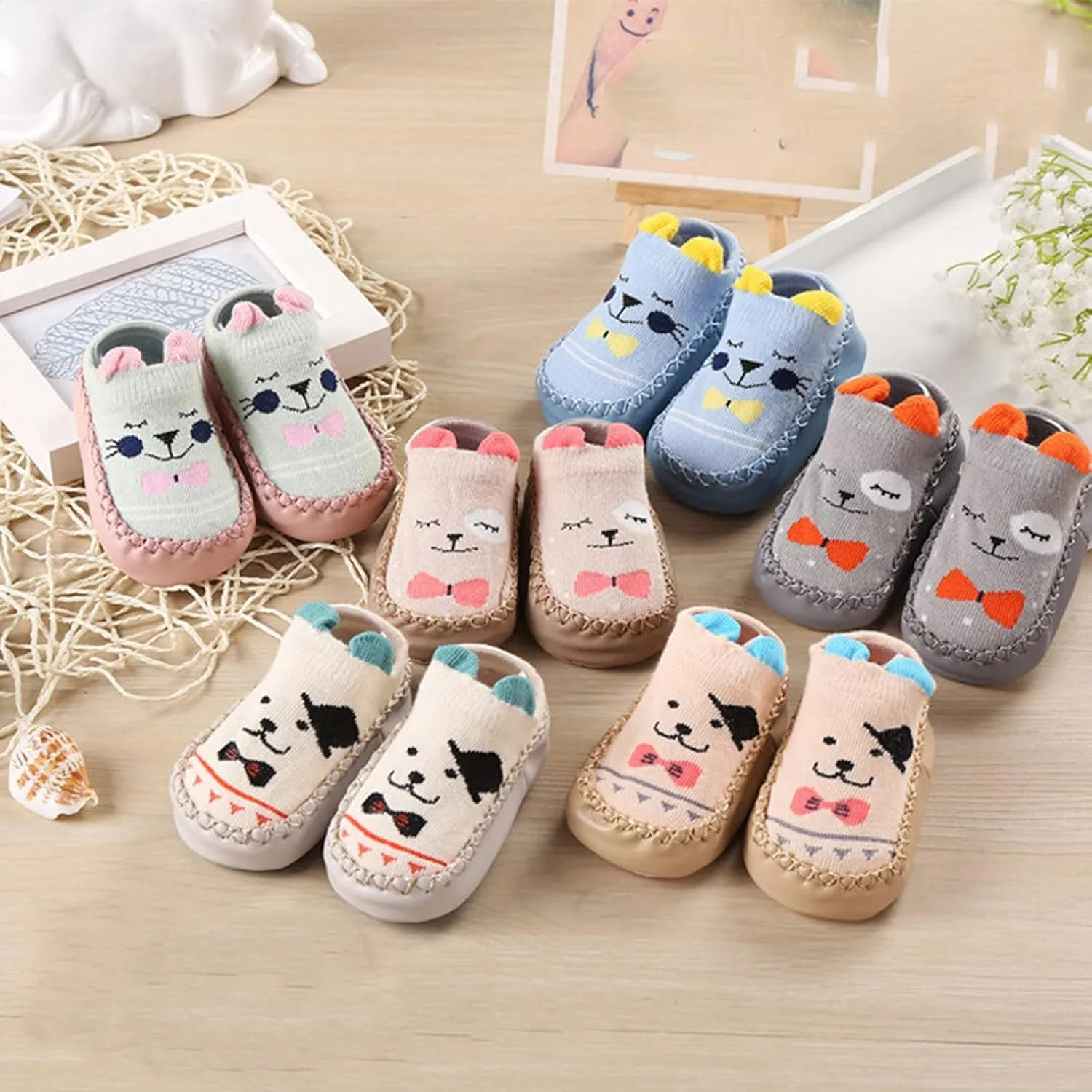Newborn Baby Boys Girls Cartoon Ears Floor Socks Non Slip Baby Step Shoes Socks Sock Shoes for Baby Girl