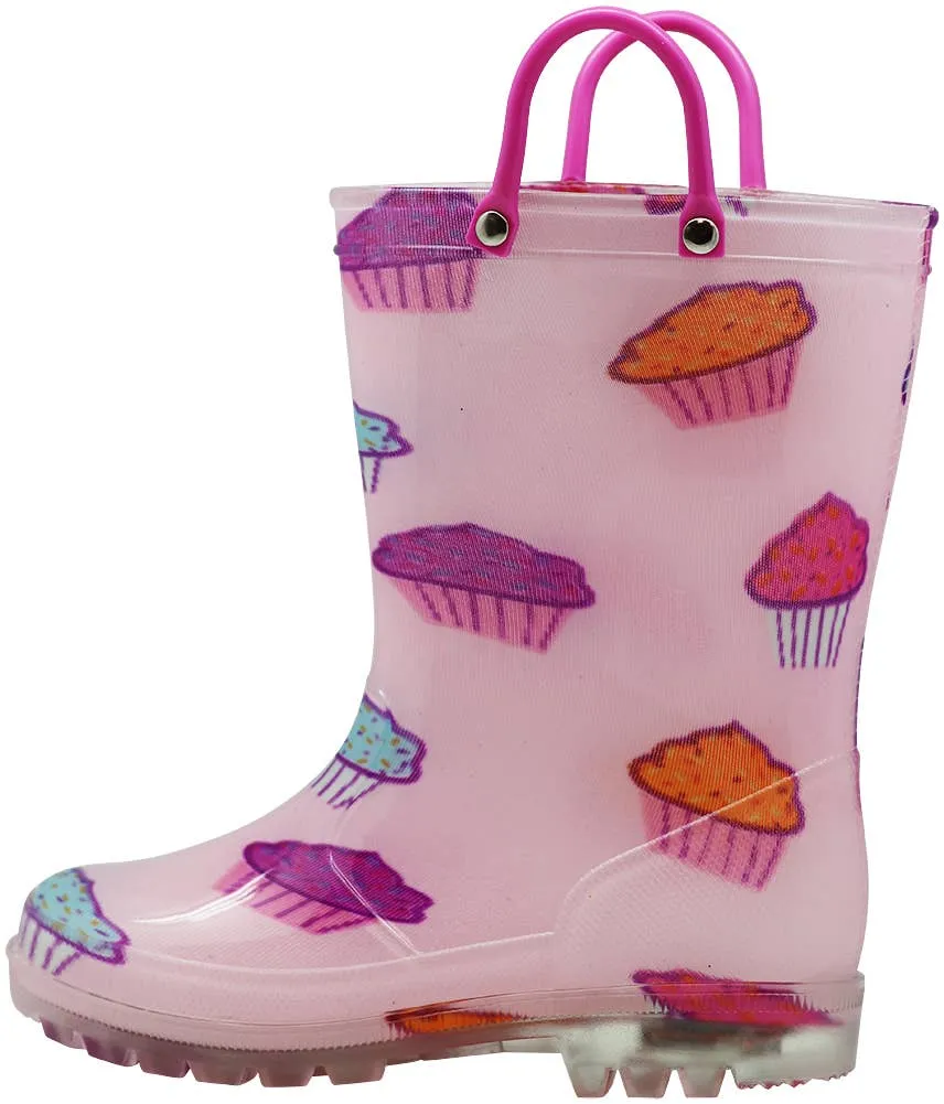 NORTY Tod Girls 6-10 Pink Cupcake Rain Boot 20107L