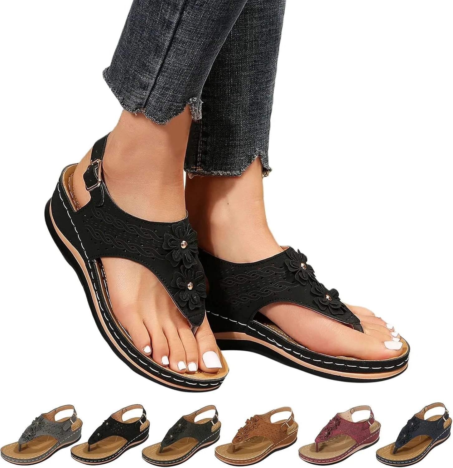 Orthopedic Leather Sandals for Women Orthotic Sandals with Heels Orthopedic Fascitis Plantar Sandals Women Orthopedic High Arch Support Inserts Women Sandal Women's Orthopedic Arch Support Flip Flops