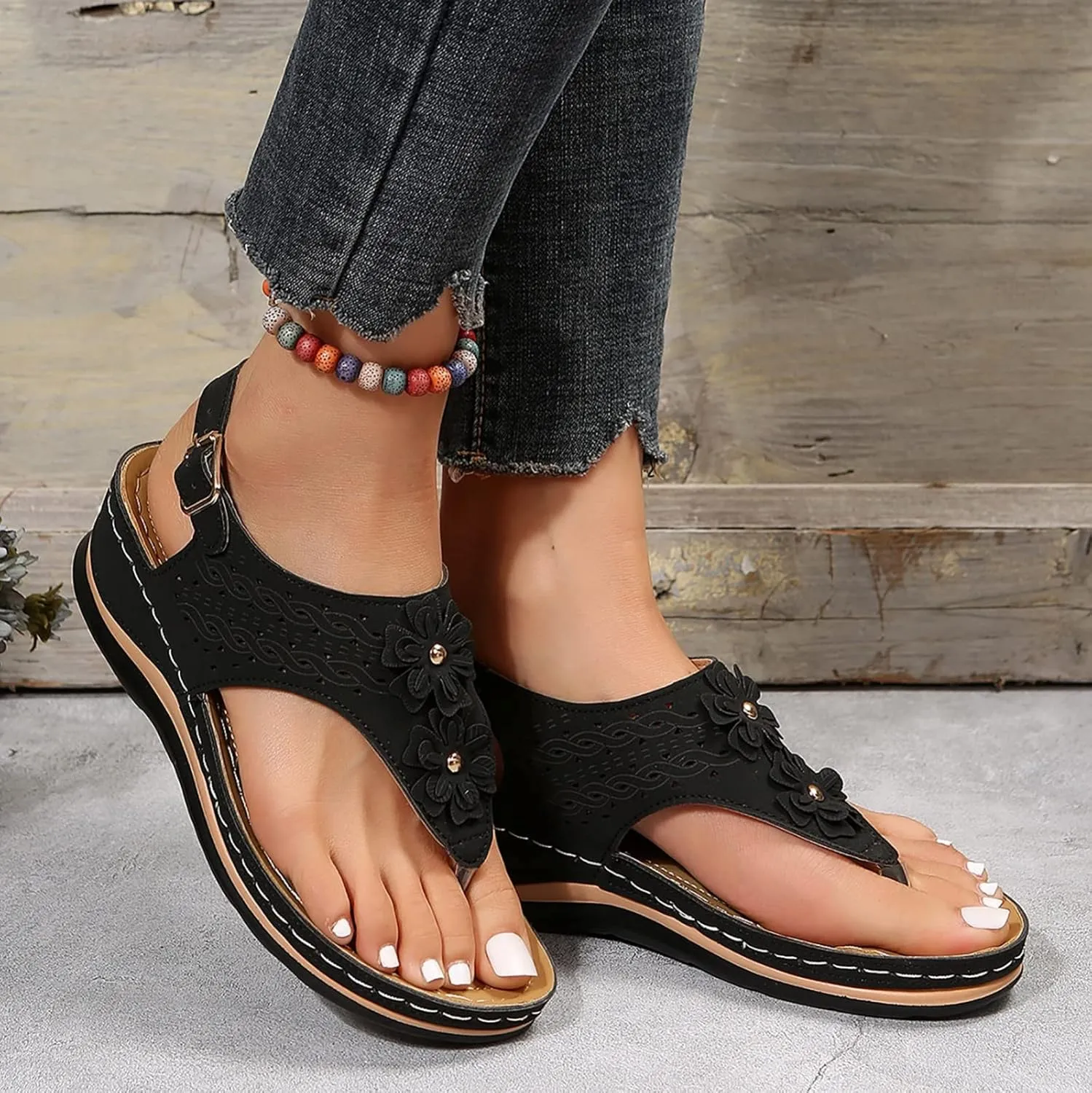 Orthopedic Leather Sandals for Women Orthotic Sandals with Heels Orthopedic Fascitis Plantar Sandals Women Orthopedic High Arch Support Inserts Women Sandal Women's Orthopedic Arch Support Flip Flops