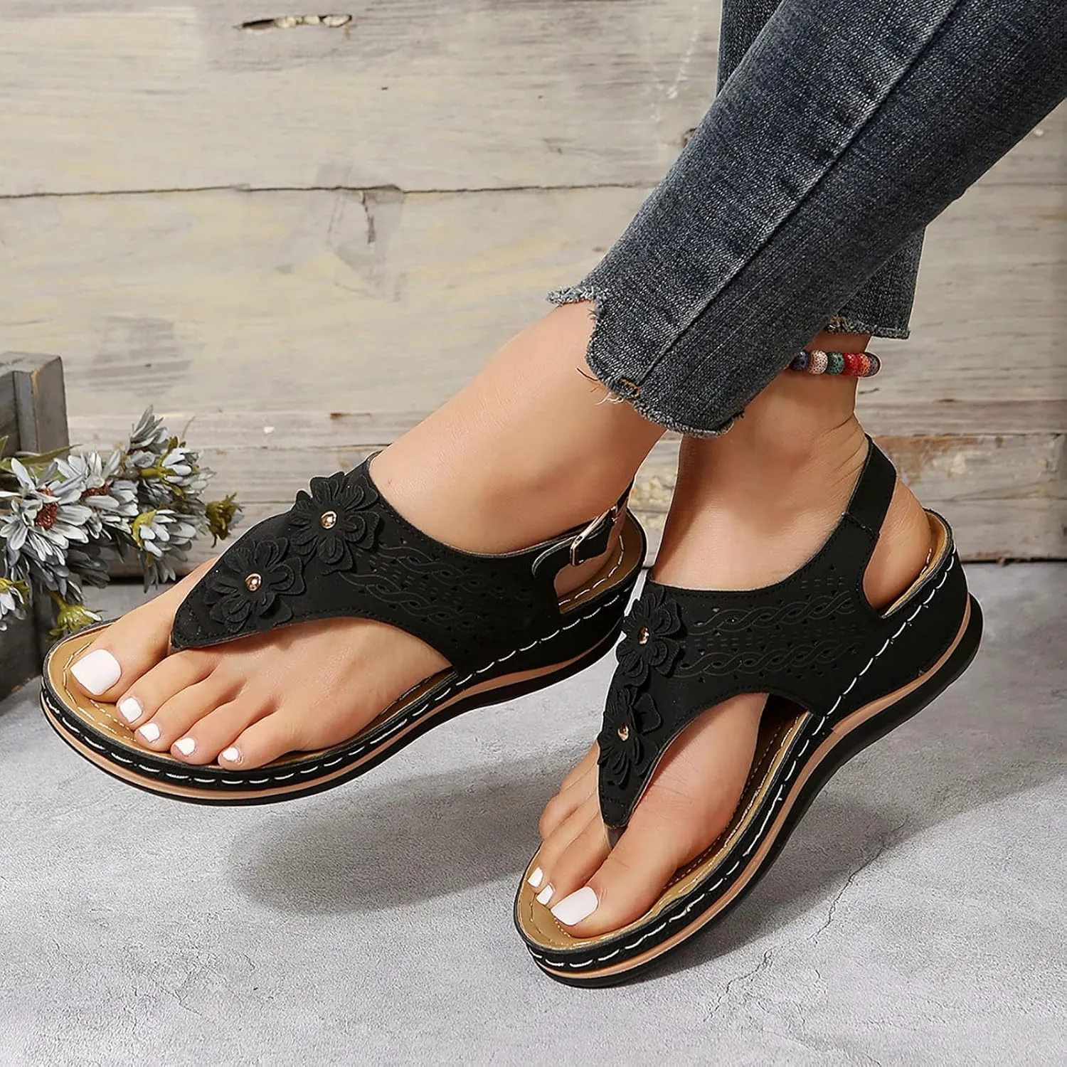 Orthopedic Leather Sandals for Women Orthotic Sandals with Heels Orthopedic Fascitis Plantar Sandals Women Orthopedic High Arch Support Inserts Women Sandal Women's Orthopedic Arch Support Flip Flops