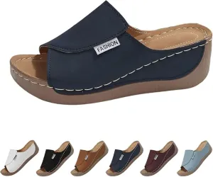 Orthopedic Sandals for Women Arch Support Dressy Comfortable Platform Wedge Sandals Slip On Summer Slides Orthotic Shoes Best Walking Shoes for Women with Plantar Fasciitis