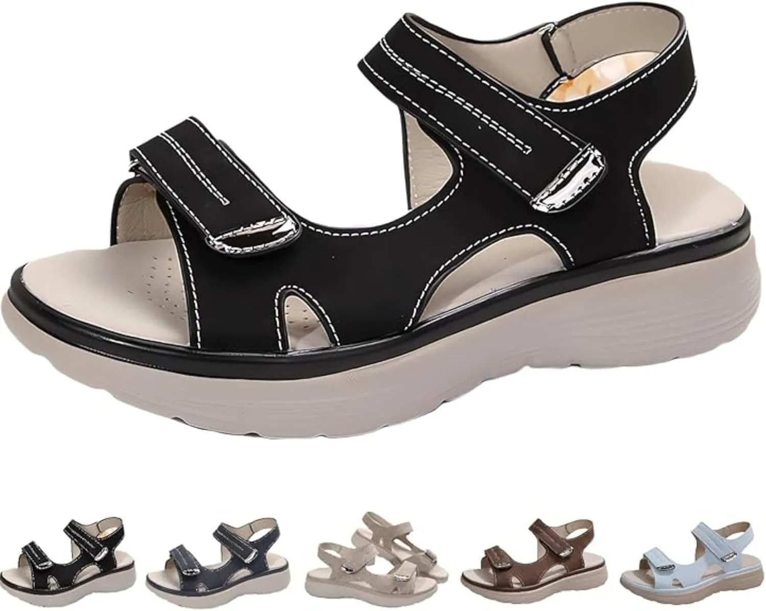 Orthopedic Sandals for Women Arch Support Dressy Comfortable Walking Sandals Soft Cushion Foam Sport Sandal Wide Width Dress Shoes Recovery Athletic Travel Summer Shoes