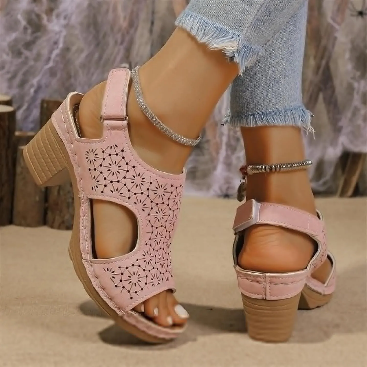 Orthopedic Sandals for Women Open Toe Slip-On Comfortable Chunky Heels Sandal Dressy Casual Summer Wedge Sandals Ankle Strap Slingback Walking Shoes Soft Leather Shoes