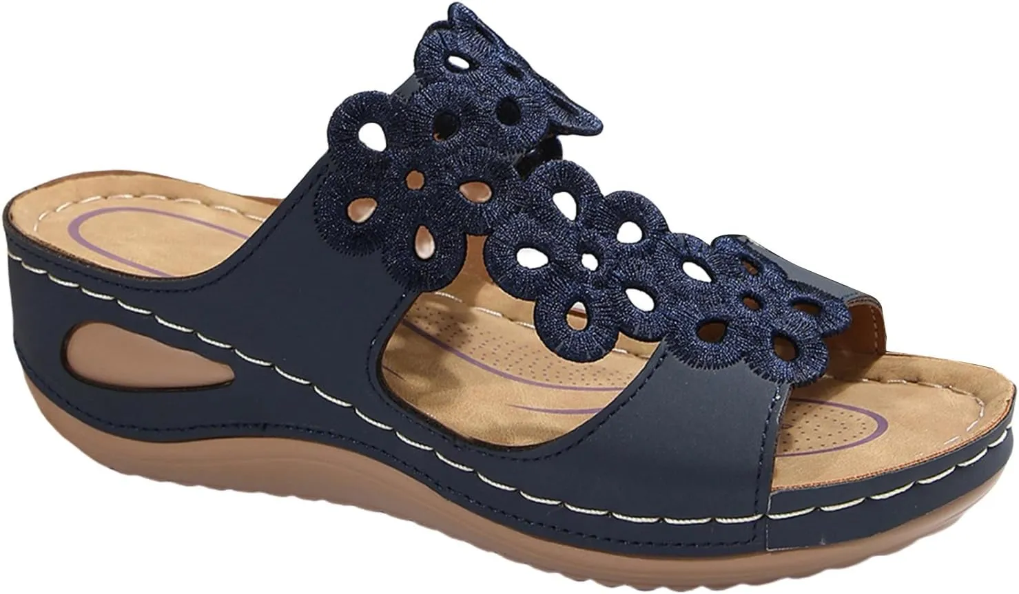 Orthopedic Sandals for Women Slip On Walking Slippers with Arch Support Cushion Platform Dressy Summer Wide Width Flat Wedge Casual Gladiator Faux Leather Open Toe Spring Fall Flip Flops