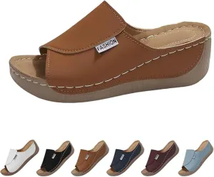 Orthopedic Sandals for Women Wide Width, Womens Slide Sandals with Arch Support Dressy Summer Comfortable Platform Wedges Slip On Walking Sandal Open Toe Casual Slippers