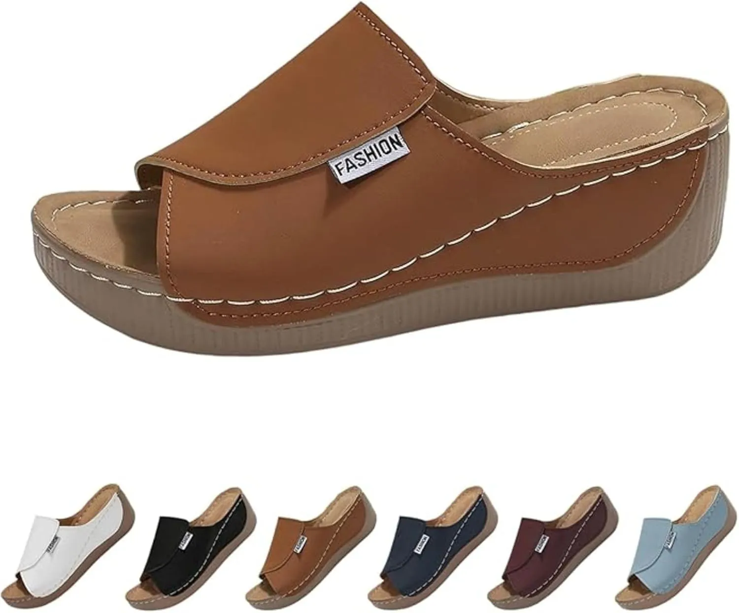 Orthopedic Sandals for Women Wide Width, Womens Slide Sandals with Arch Support Dressy Summer Comfortable Platform Wedges Slip On Walking Sandal Open Toe Casual Slippers