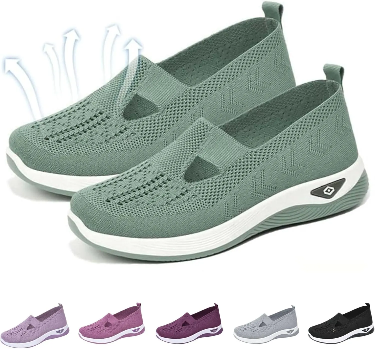 Orthopedic Shoes for Women Arch Support, Women Wide Width Breathable Walking Shoes Comfortable Slip on Sneakers, Non Slip Food Service Lightweight Sneakers, Nurse Shoe Arch Support