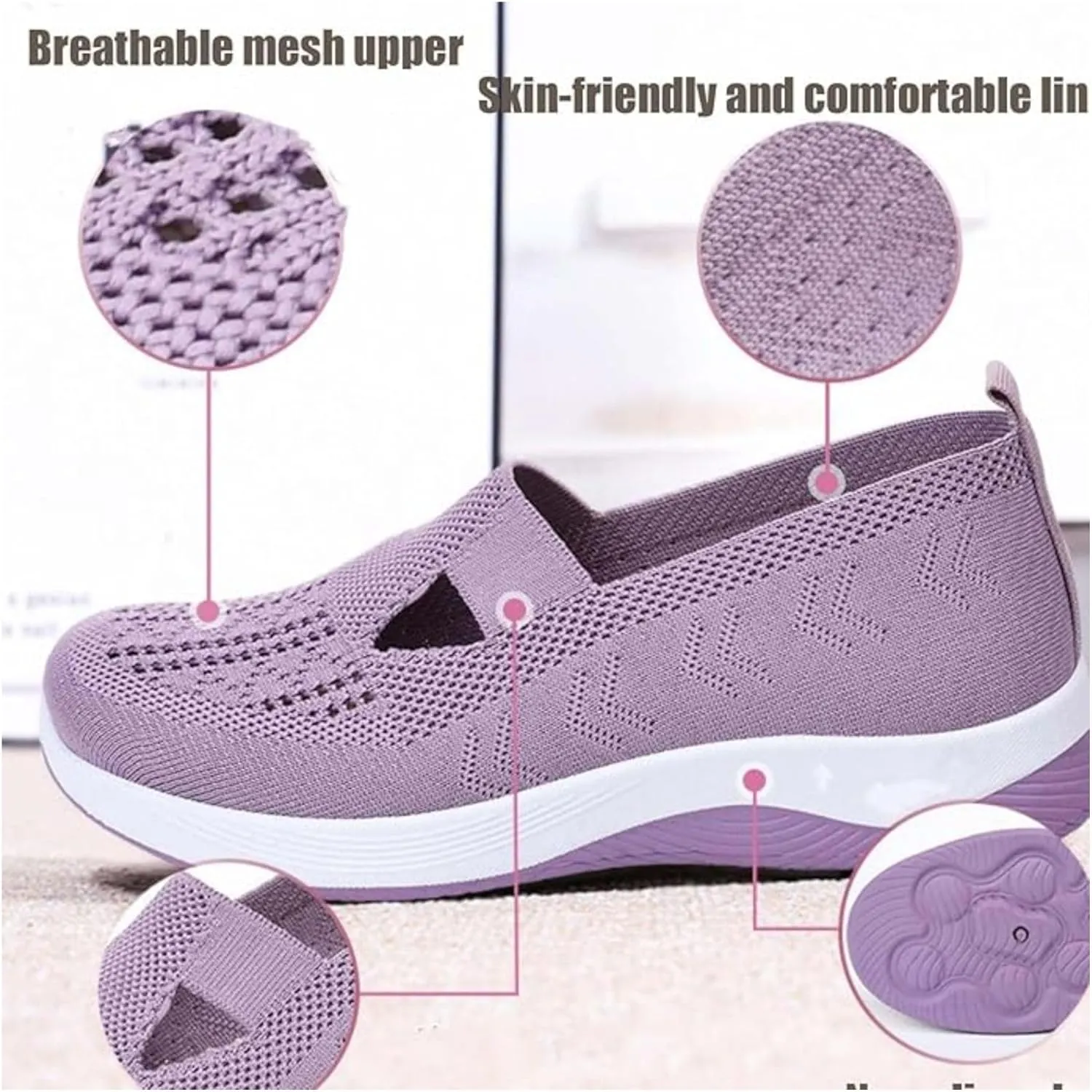 Orthopedic Shoes for Women Arch Support, Women Wide Width Breathable Walking Shoes Comfortable Slip on Sneakers, Non Slip Food Service Lightweight Sneakers, Nurse Shoe Arch Support