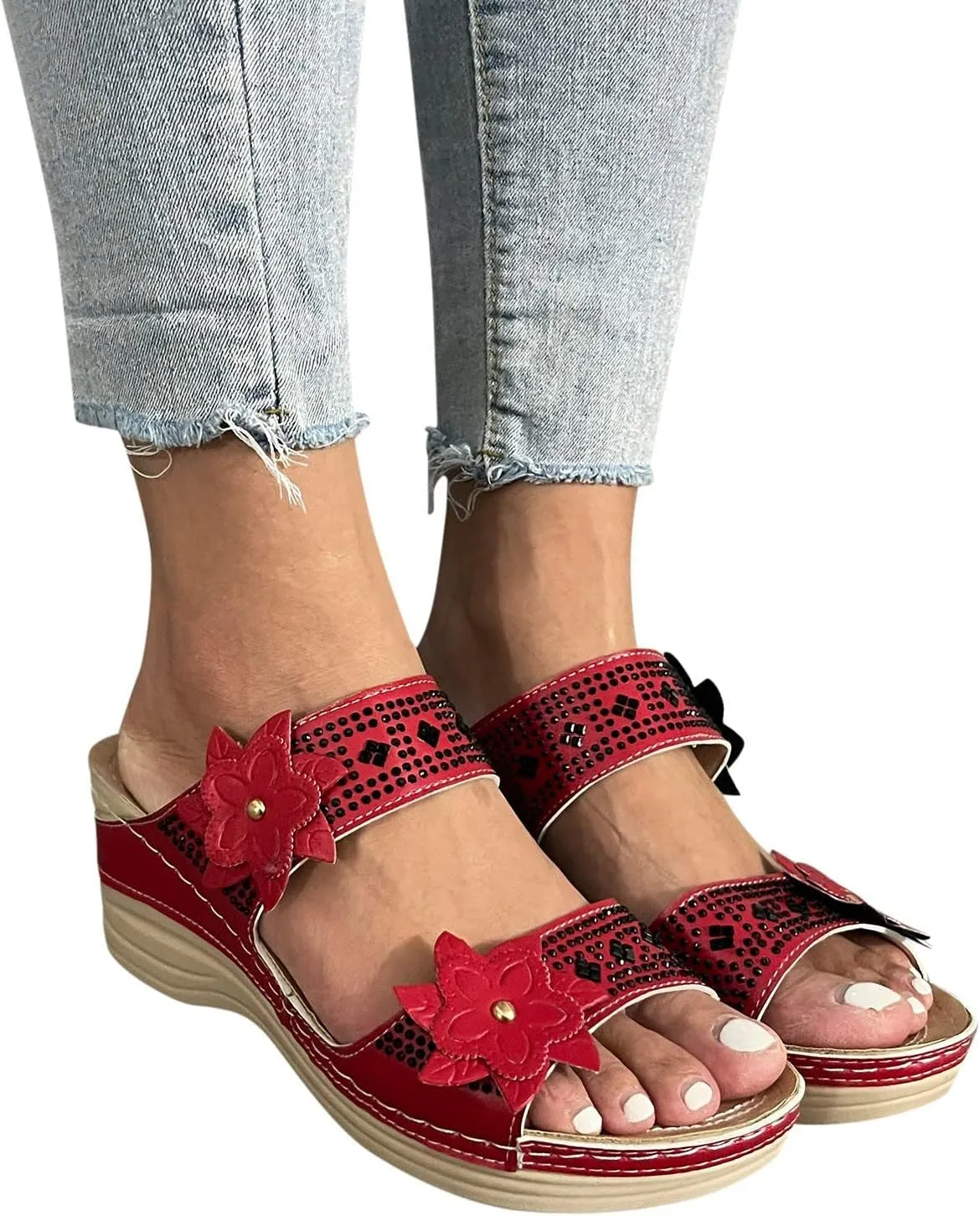 Orthopedic Slippers for Women 6 Wide All Black Orthopedic Shoes for Women Heeled Sandals for Women Arch Support Ladies Leather Sandals Plantar Fasciitis Sandals Closed Toe Black Shoes Women Dressy