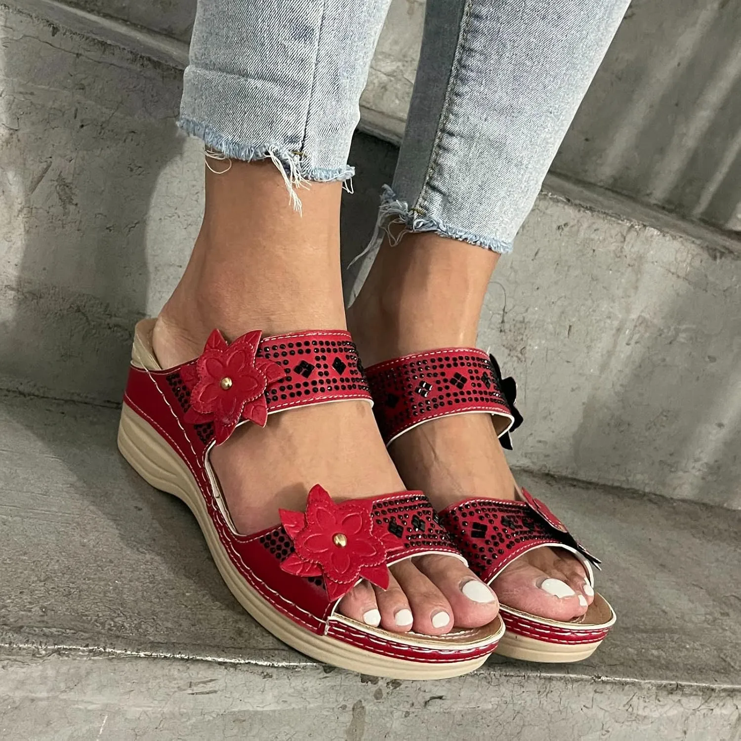 Orthopedic Slippers for Women 6 Wide All Black Orthopedic Shoes for Women Heeled Sandals for Women Arch Support Ladies Leather Sandals Plantar Fasciitis Sandals Closed Toe Black Shoes Women Dressy