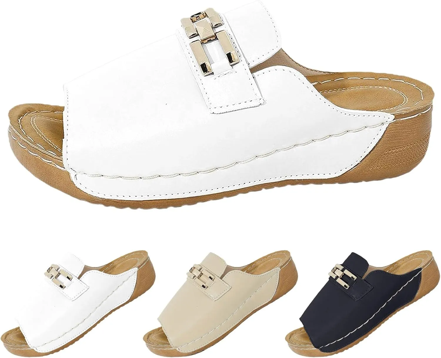 Orthopedic Wedge Sandals for Women 2025 Open Toe Wide Width Arch Support Dressy Summer Comfortable Beach Shoes Low Heel Platform Slides Slippers