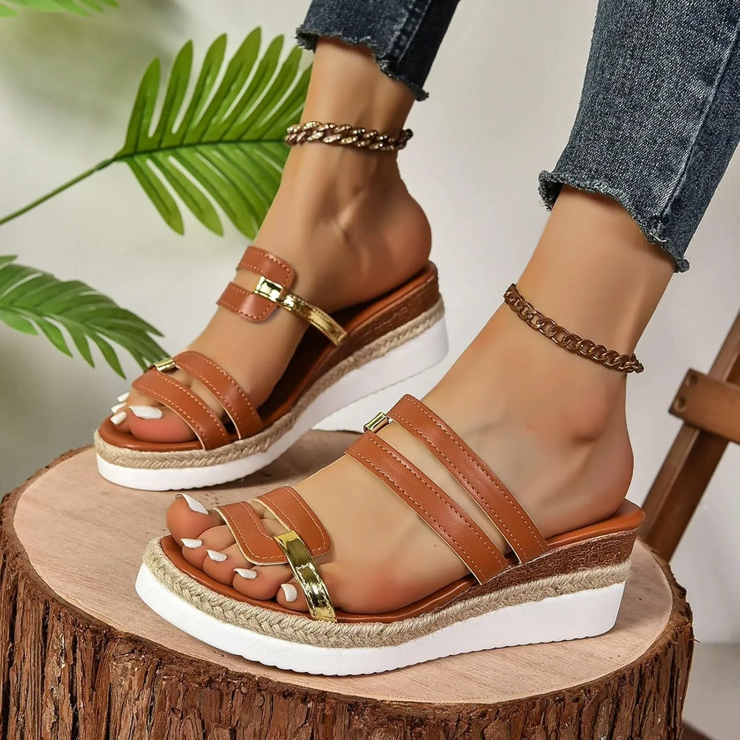 Orthopedic Wedge Sandals for Women 2025,Orthopedic Espadrilles Open Toe Slip On Ankle Strap Slippers Lightweight Comfortable Non Slip Beach Vacation Outdoor Prom Party Dress Shoes