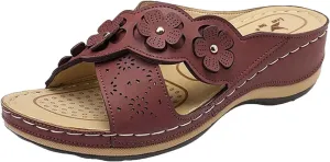Orthopedic Wedge Sandals for Women Summer Dressy Low Heel Sandals with Arch Support Cushion Footbed Platform Casual Slip On Comfortable Walking Sandal