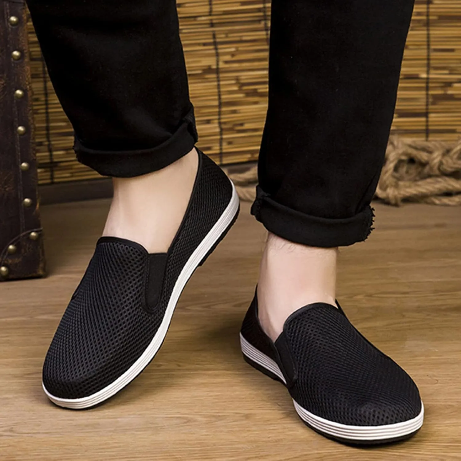 Outdoor Jogging Sneaker for Men Slip on Lightweight Breathable Fashion Sneaker Hook and Loop Orthopedic Sneakers