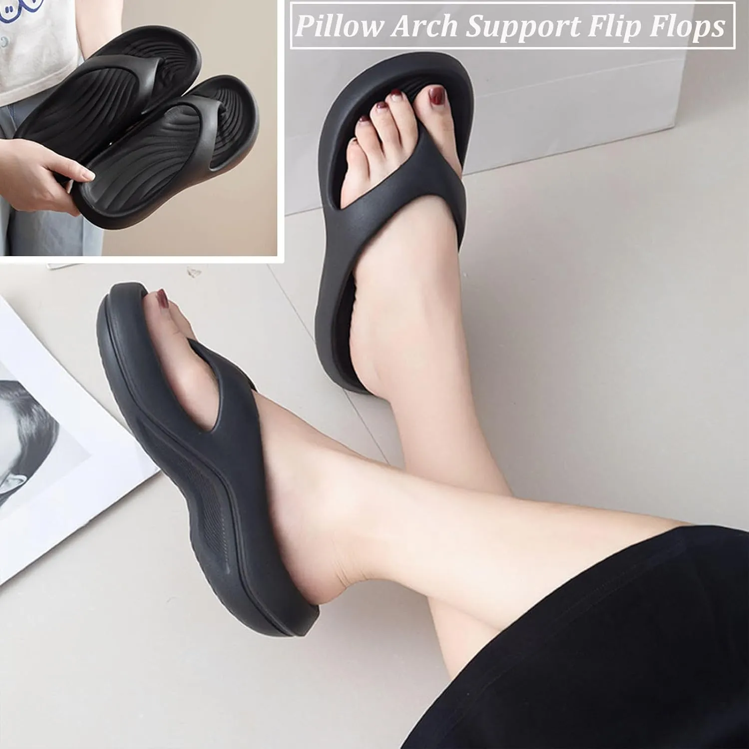 Pillow Arch Support Flip Flops,Non-Slip Orthopedic Sandals For Women 2025,Arch Support Flip Flops for Womens