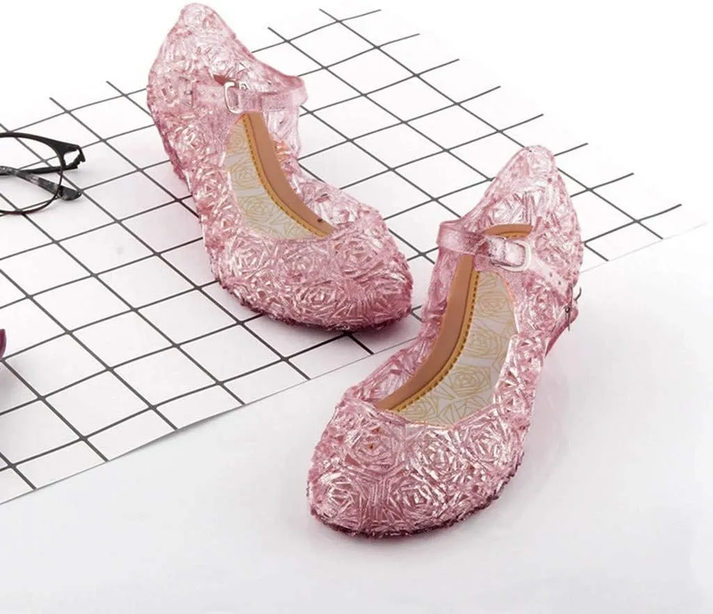 Princess Jelly Sandals for Girls Toddler Dress Up Shoes Cosplay Sandals Summer Cute Glitter Black School Shoes for Boys