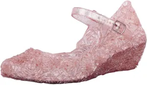 Princess Jelly Sandals for Girls Toddler Dress Up Shoes Cosplay Sandals Summer Cute Glitter Black School Shoes for Boys