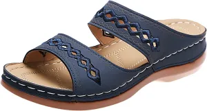 Sale Clearance Orthopedic Sandals for Women Arch Support Wild Womens Summer Sandals Wedges Closed Toe Walking Sandals for Ladies Women's Plantar Fasciitis Shoes Bow Sandals for Women Flat