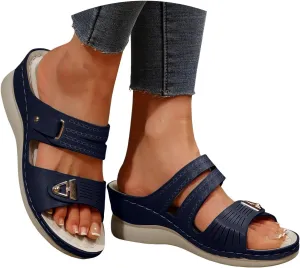 Sandals for Women 2025 Dressy Arch Support Orthopedic Sandal Metal Decoration Wide Width House Wedge Slippers Shoes