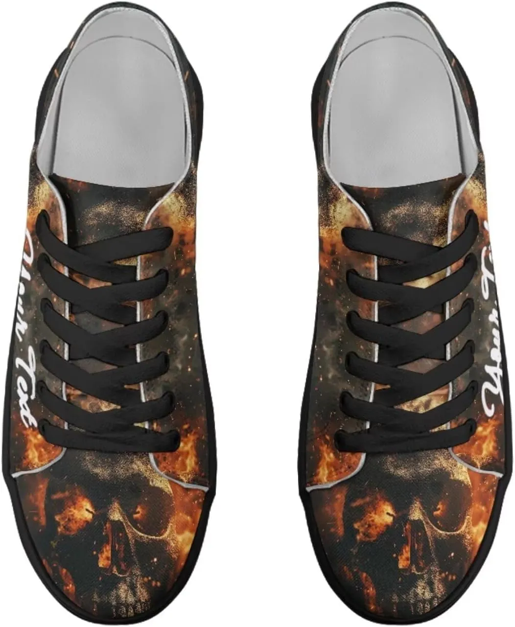 Skull Print Custom Walking Shoes for Women Men Canvas Work Running Sneaker with Your Name & Text