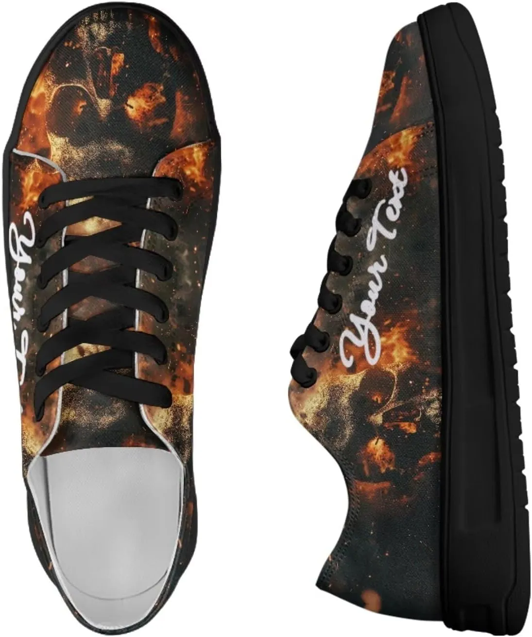 Skull Print Custom Walking Shoes for Women Men Canvas Work Running Sneaker with Your Name & Text