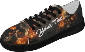 Skull Print Custom Walking Shoes for Women Men Canvas Work Running Sneaker with Your Name & Text