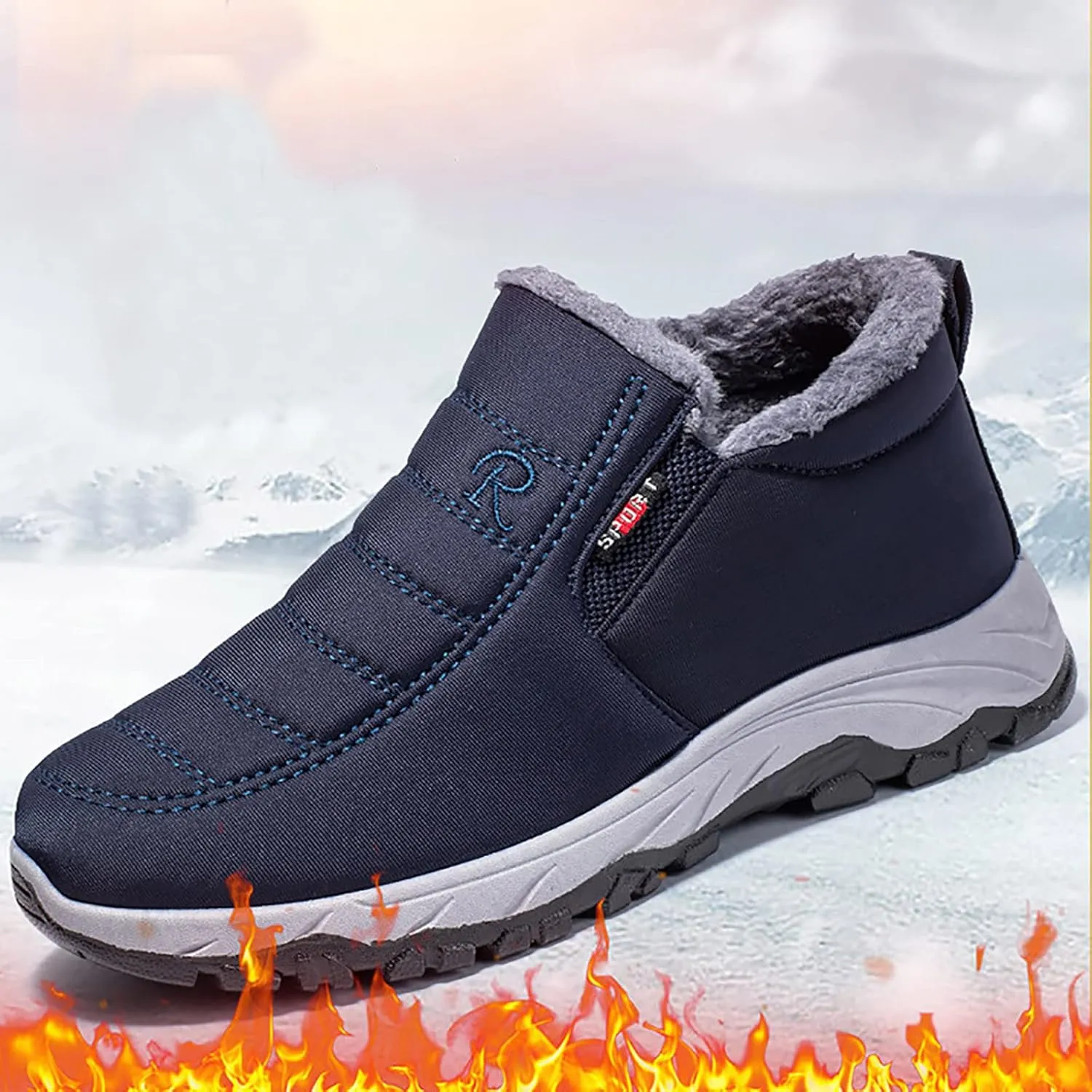 Snow Boots for Men Warm Lined Footwear Waterproof Outdoor Lightweight Winter Boots Non-slip Cold Weather Shoes Climbing Shoes Hiking Boots